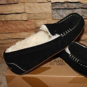 UGG KOOLABURRA LEZLY SUEDE FUR SLIPPERS BLACK